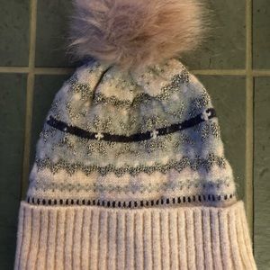 Pom Pom Pink, Gray and Silver Beanie by Marcus Adler